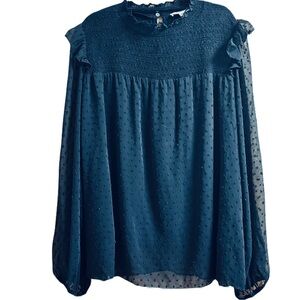 Eesome Black Blouse with Ruffle Accents